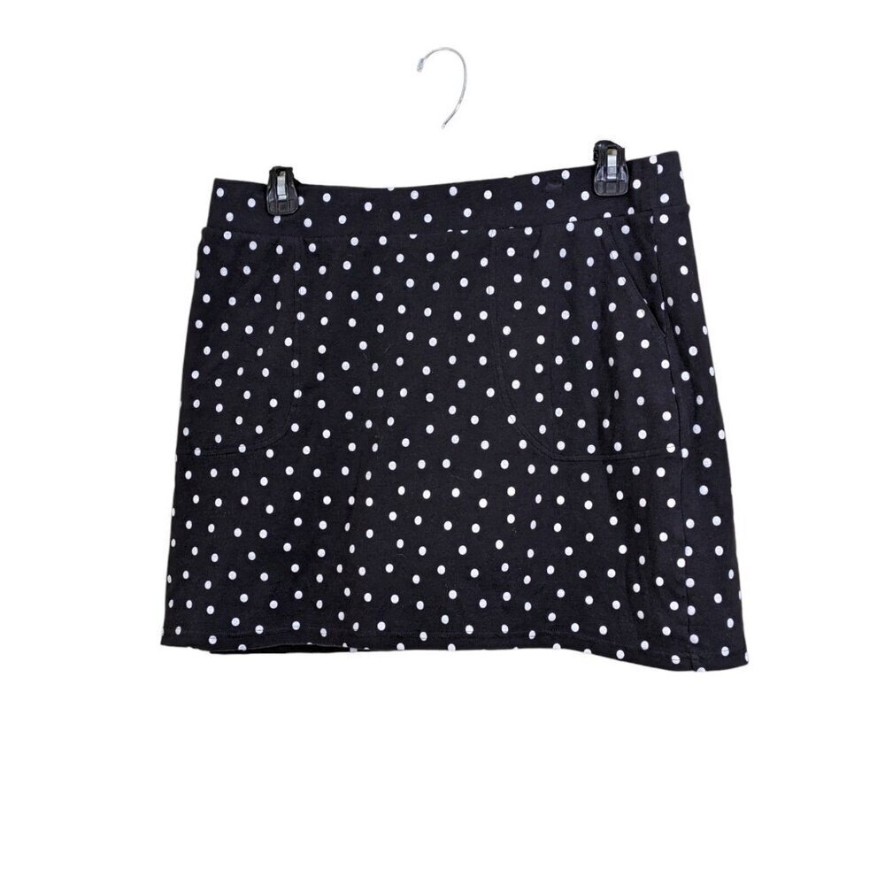 Croft and Barrow Skort Womens Size Large Black White Polka Dots Stretch Pockets